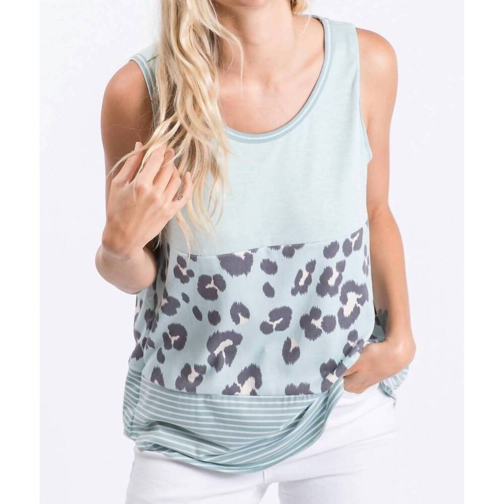 NEW HAILEY & CO leopard stripe tank top in mint